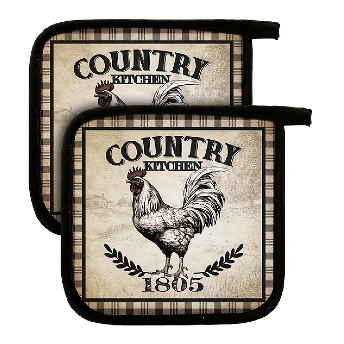 6 Sets of Vintage Rustic Pot Holders with Pockets – Heat-Resistant Kitchen Accessories