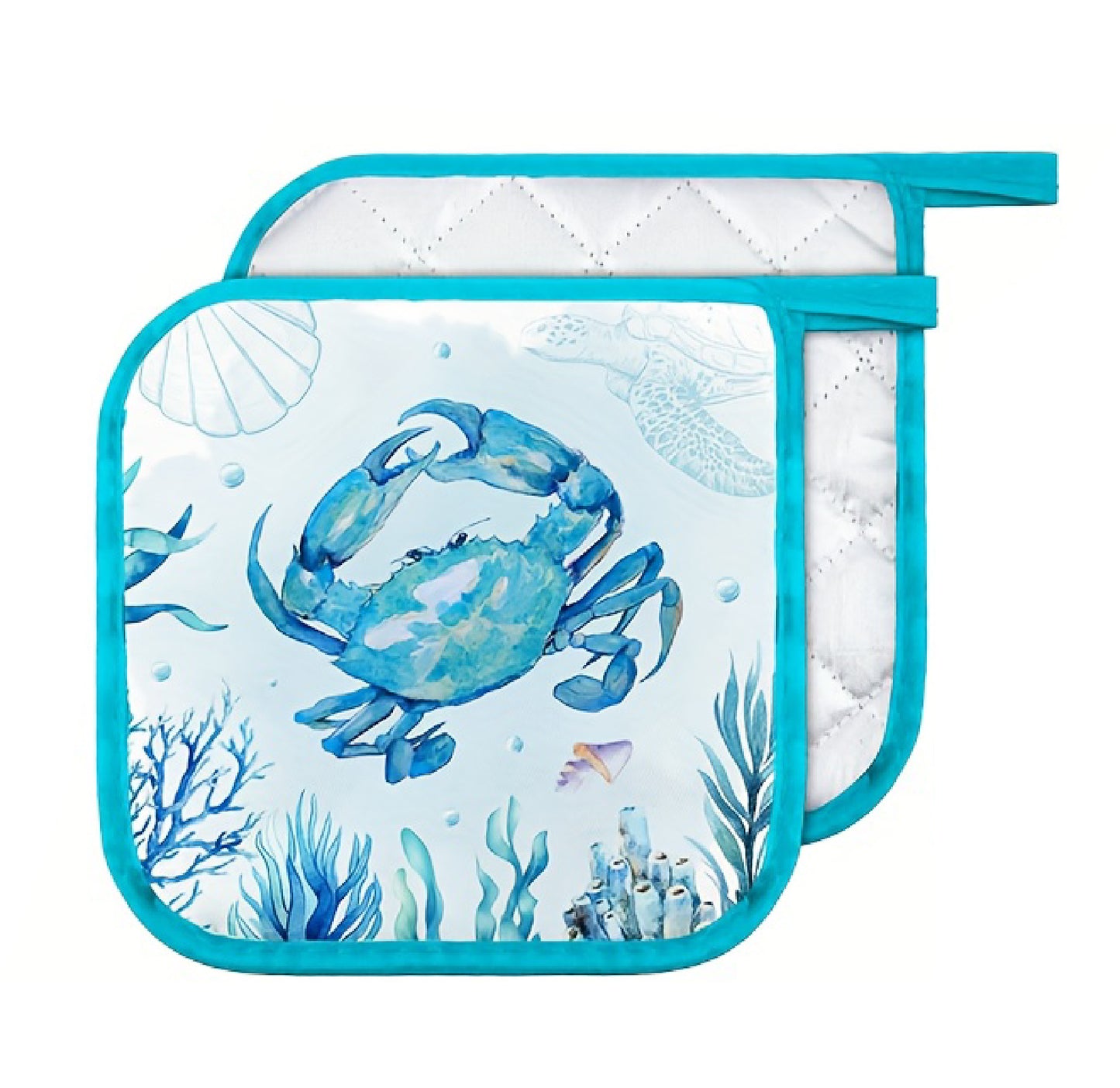 6 Sets of Marine Animal Pot Holders with Pockets – Heat-Resistant Kitchen Accessories