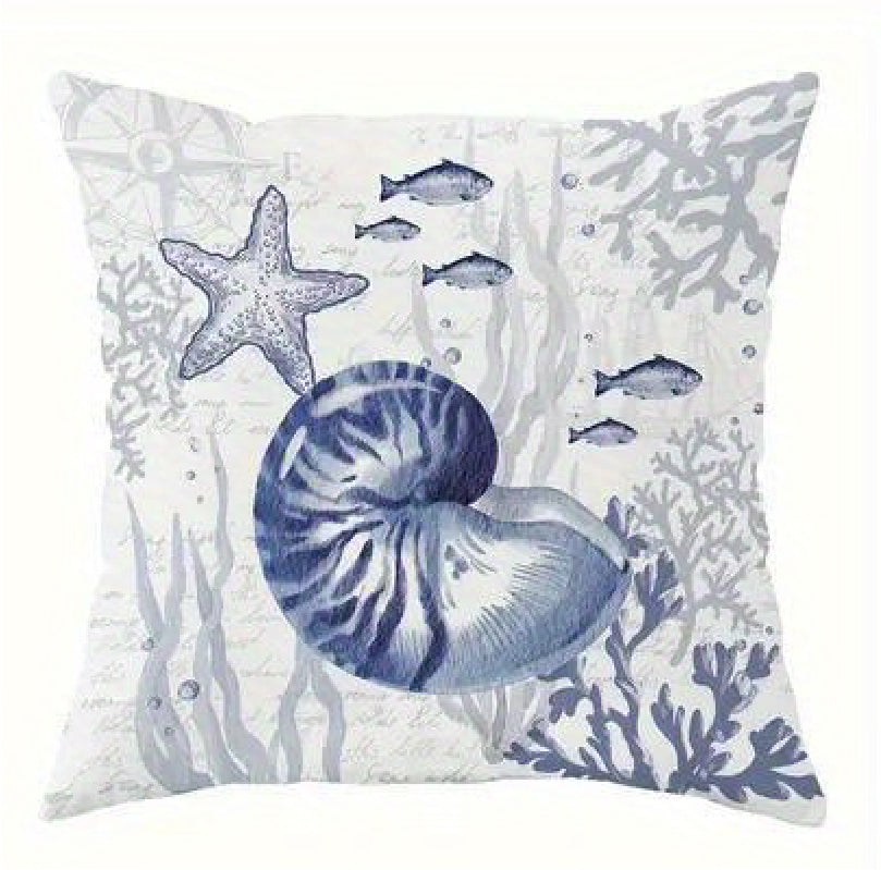 Ocean Starfish & Marine Life Velvet Pillow Covers – 18" x 18"