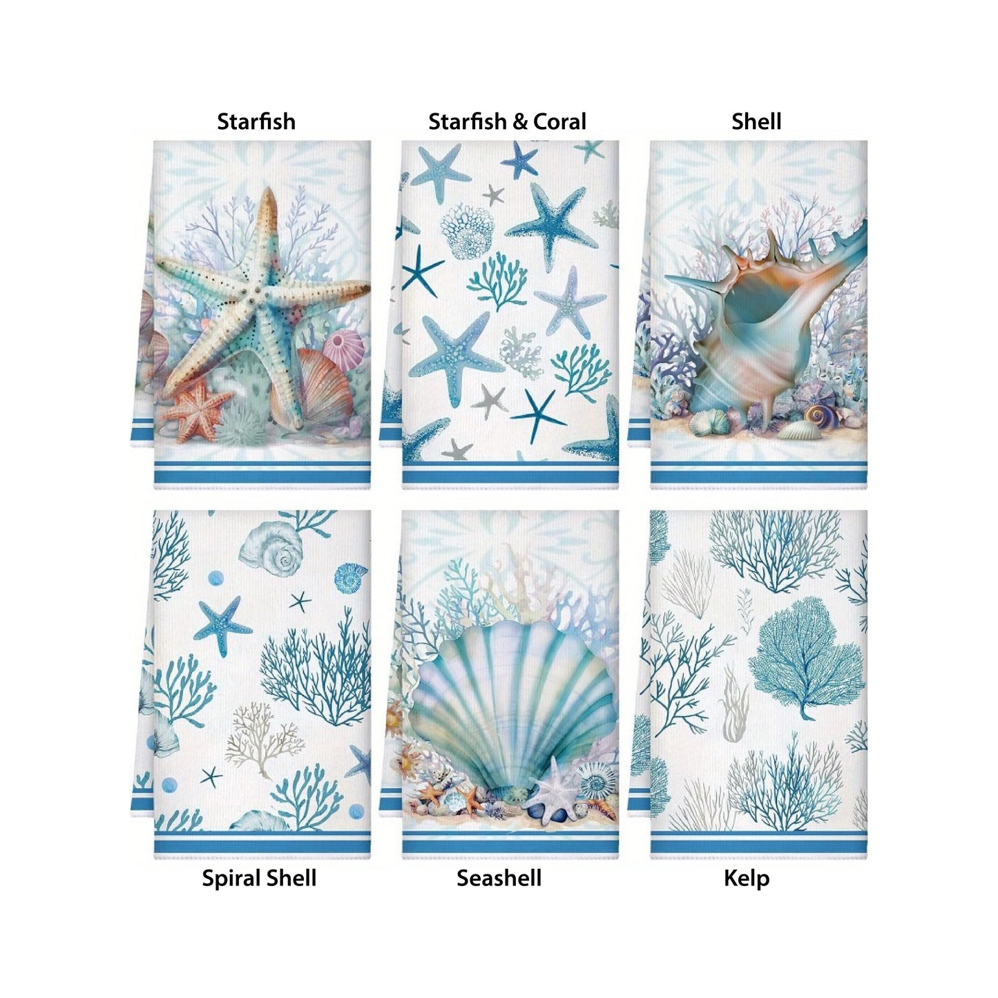 Starfish, Coral & Shell Hand Towels