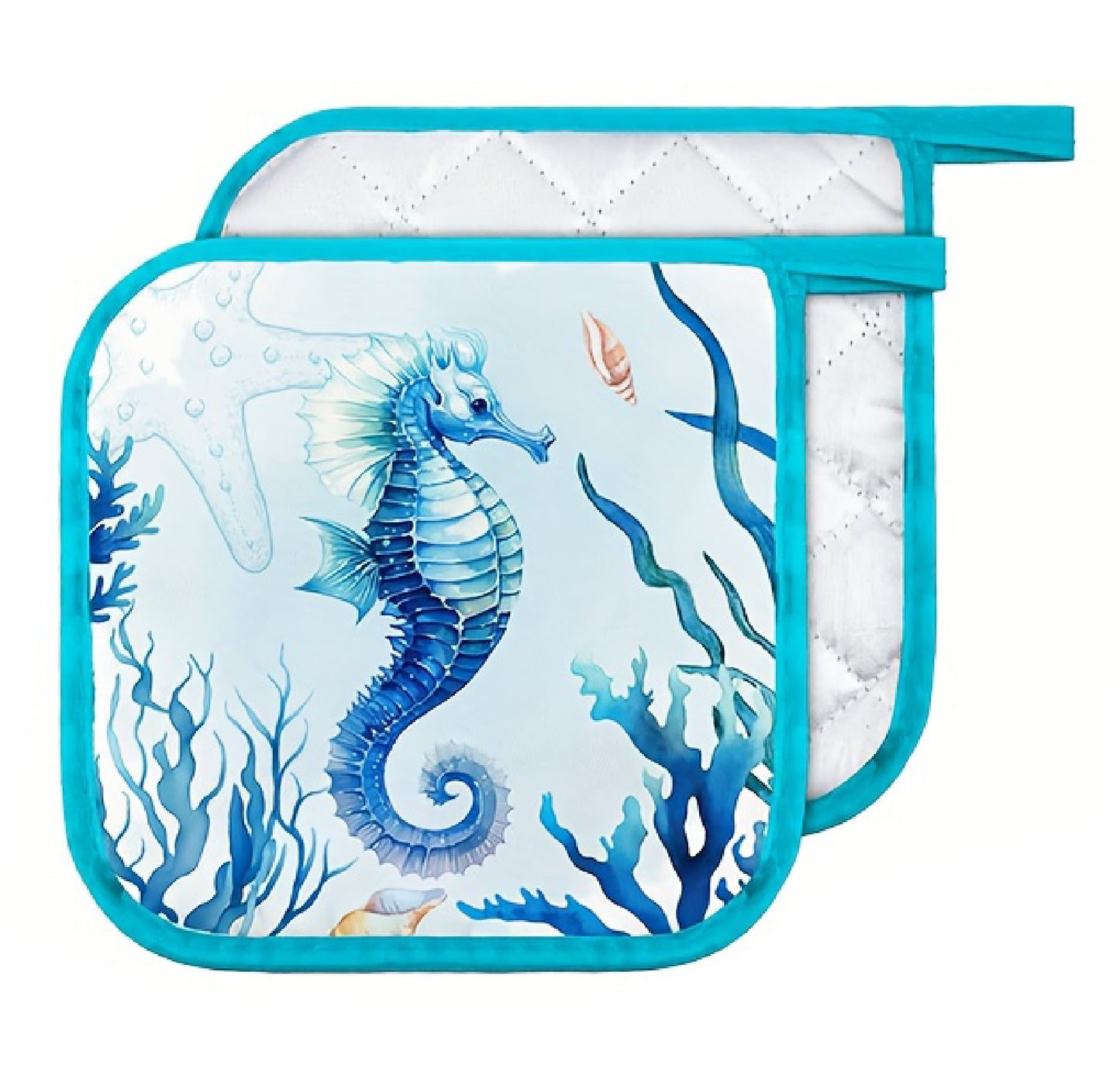 6 Sets of Marine Animal Pot Holders with Pockets – Heat-Resistant Kitchen Accessories