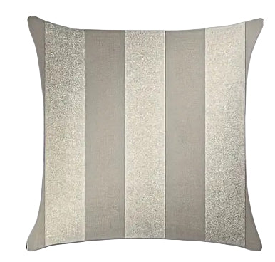 Subtle shimmering silver and neutral grey wide vertical stripe pillow cover - Coastal Pillows Plus