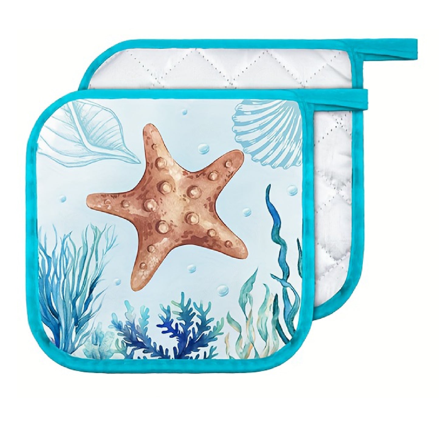 6 Sets of Marine Animal Pot Holders with Pockets – Heat-Resistant Kitchen Accessories