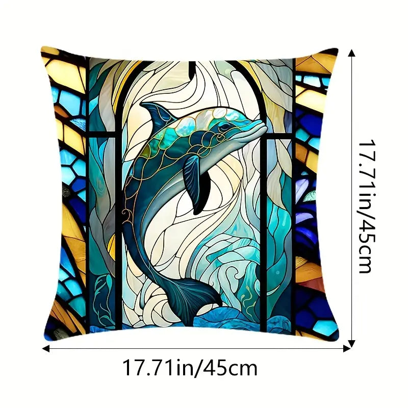 Dolphin Accent Pillow Cover, 18"x18"