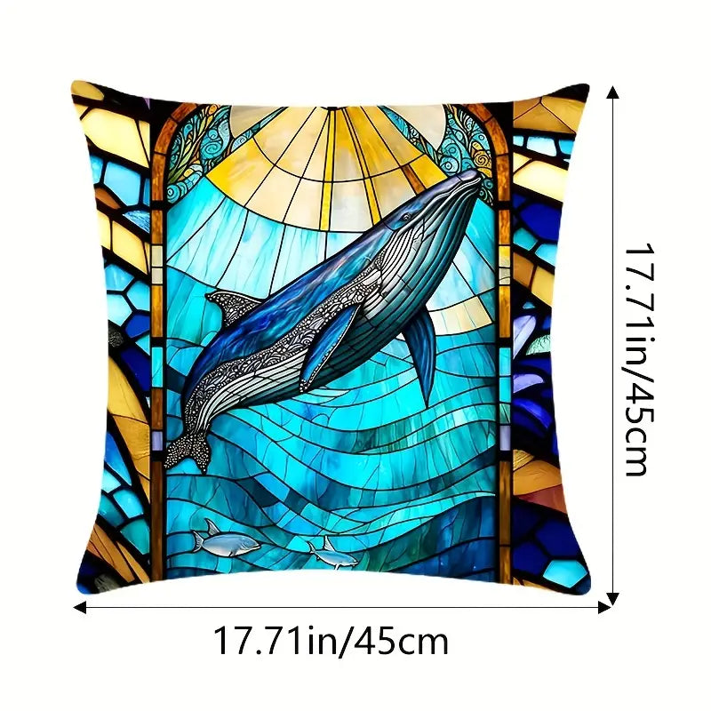 Whale Accent Pillow Cover, 18"x18"