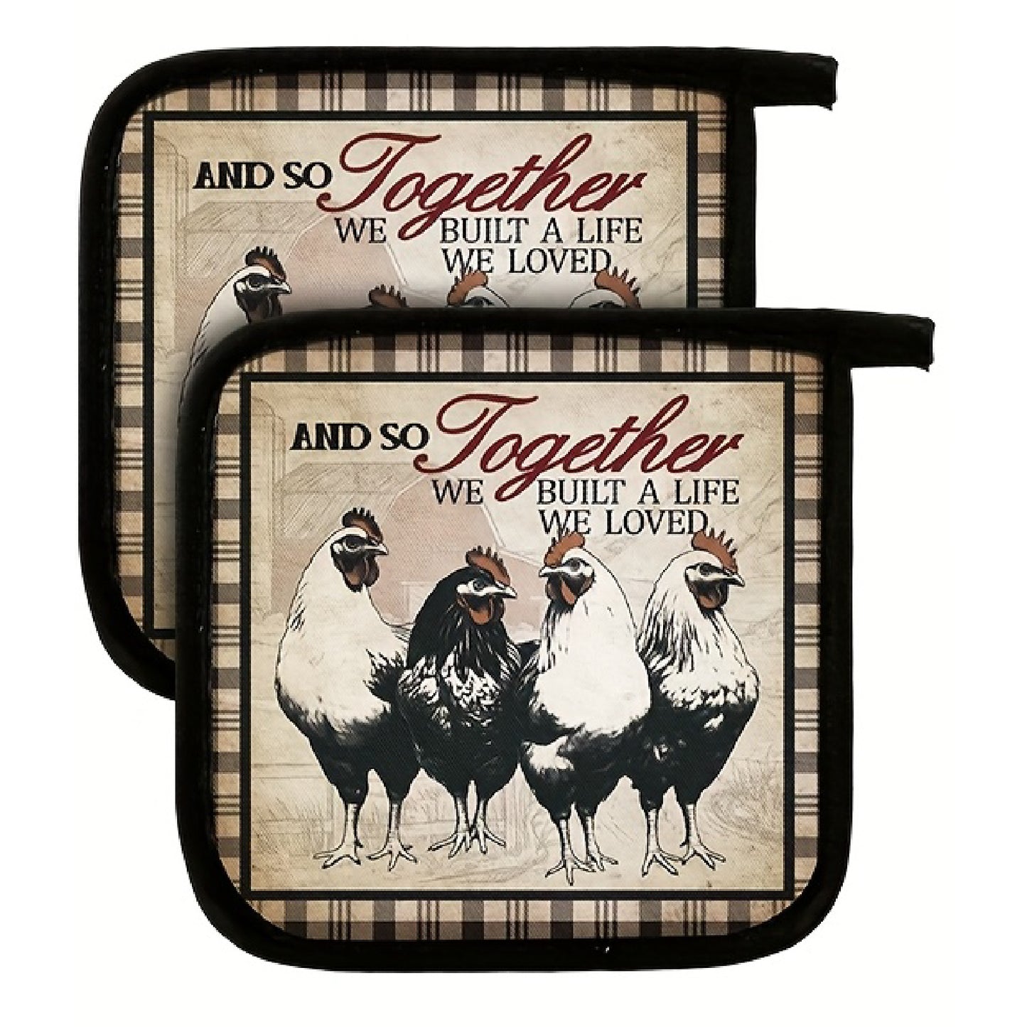 6 Sets of Vintage Rustic Pot Holders with Pockets – Heat-Resistant Kitchen Accessories