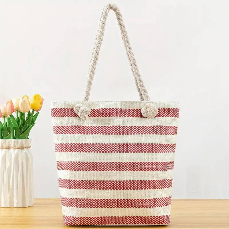 Red Striped Tote Bag