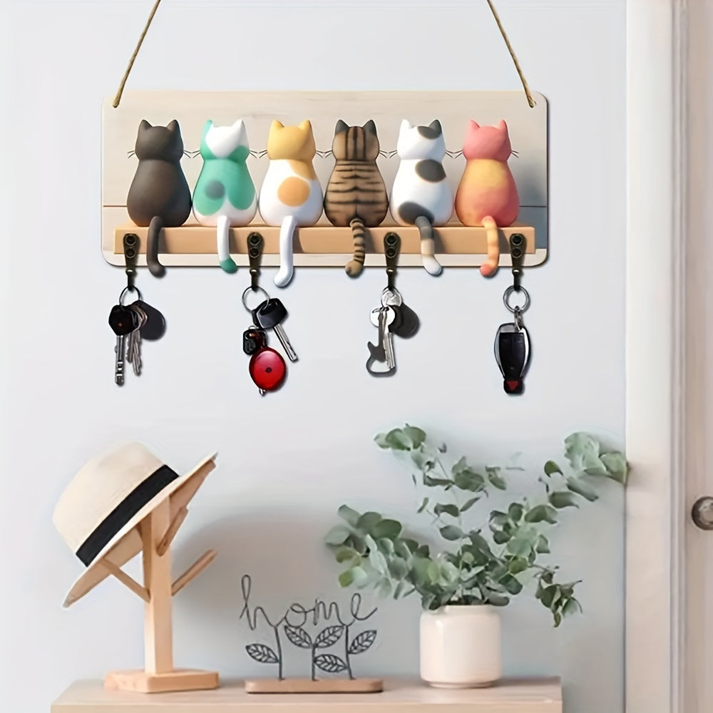 Modern Cat Wall-Mounted Key Hook – Minimalist Silhouette Design, 5.2x11.8