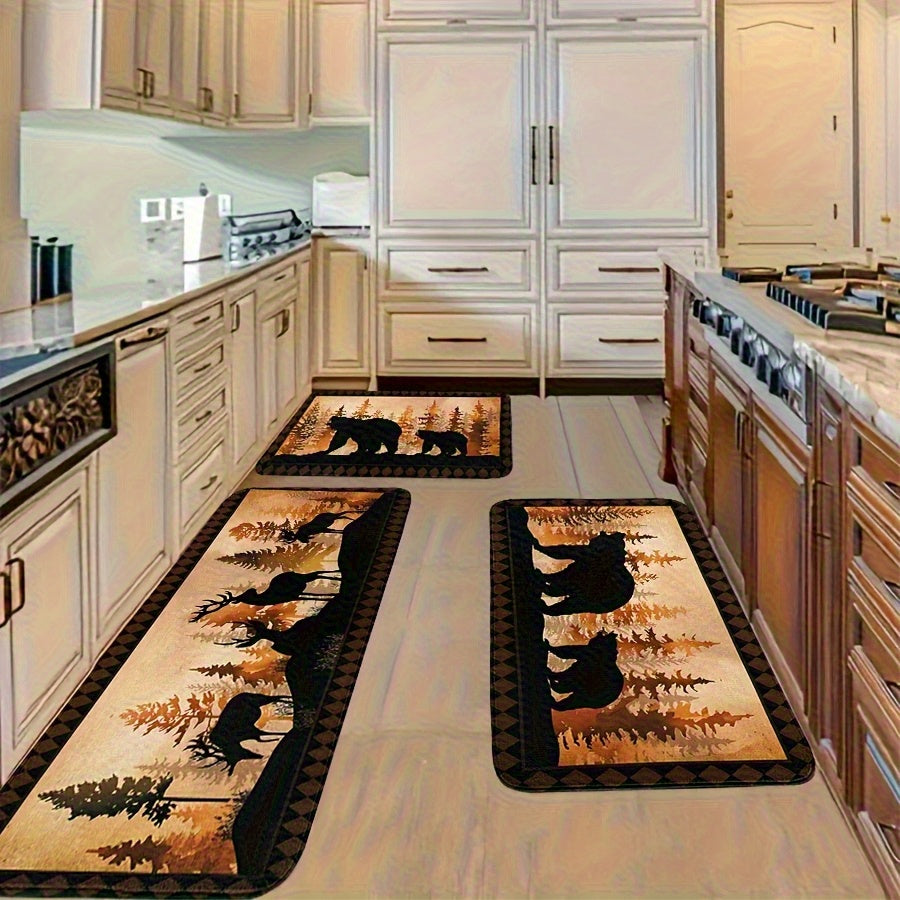 Beer & Deer Kitchen Mats – Non-Slip, 1.5'x2' / 2'x2.5' / 1.5'x4'