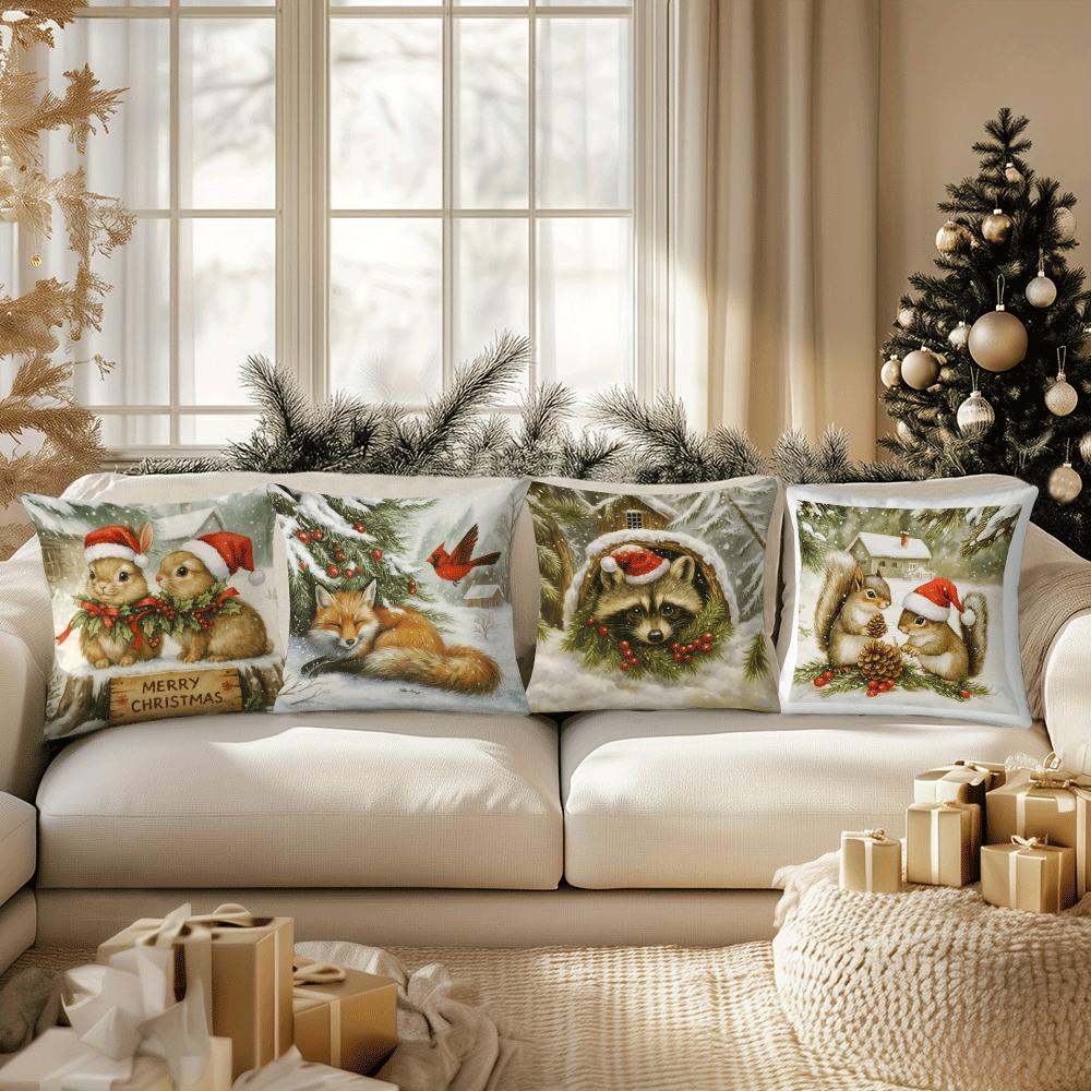 Winter Animal Christmas Pillow Covers – Adorable Holiday Critters
