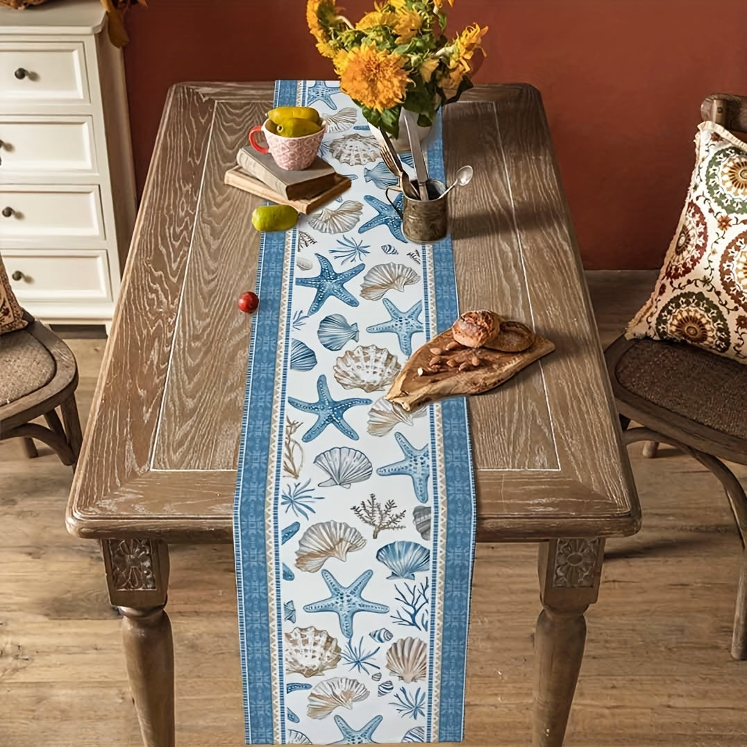 Starfish/Seashell Linen Table Runner (13x48)