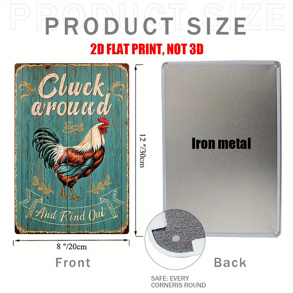 “Cluck Around & Find Out” Chicken Metal Sign – 12x8"