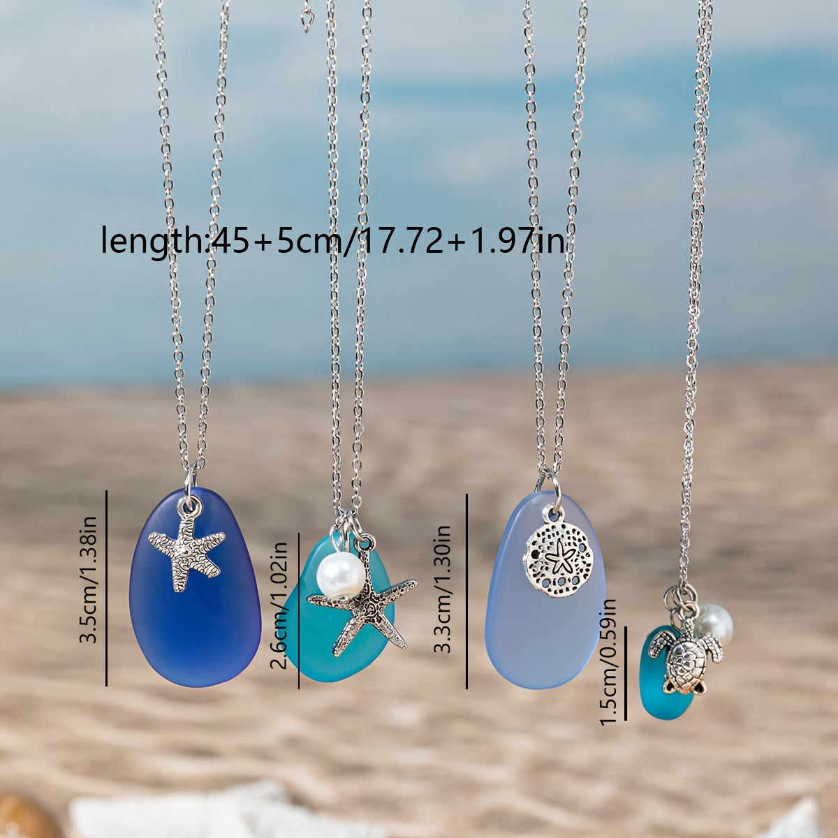 Bohemian Sea Glass Necklace – Starfish & Turtle Beach-Inspired Pendant
