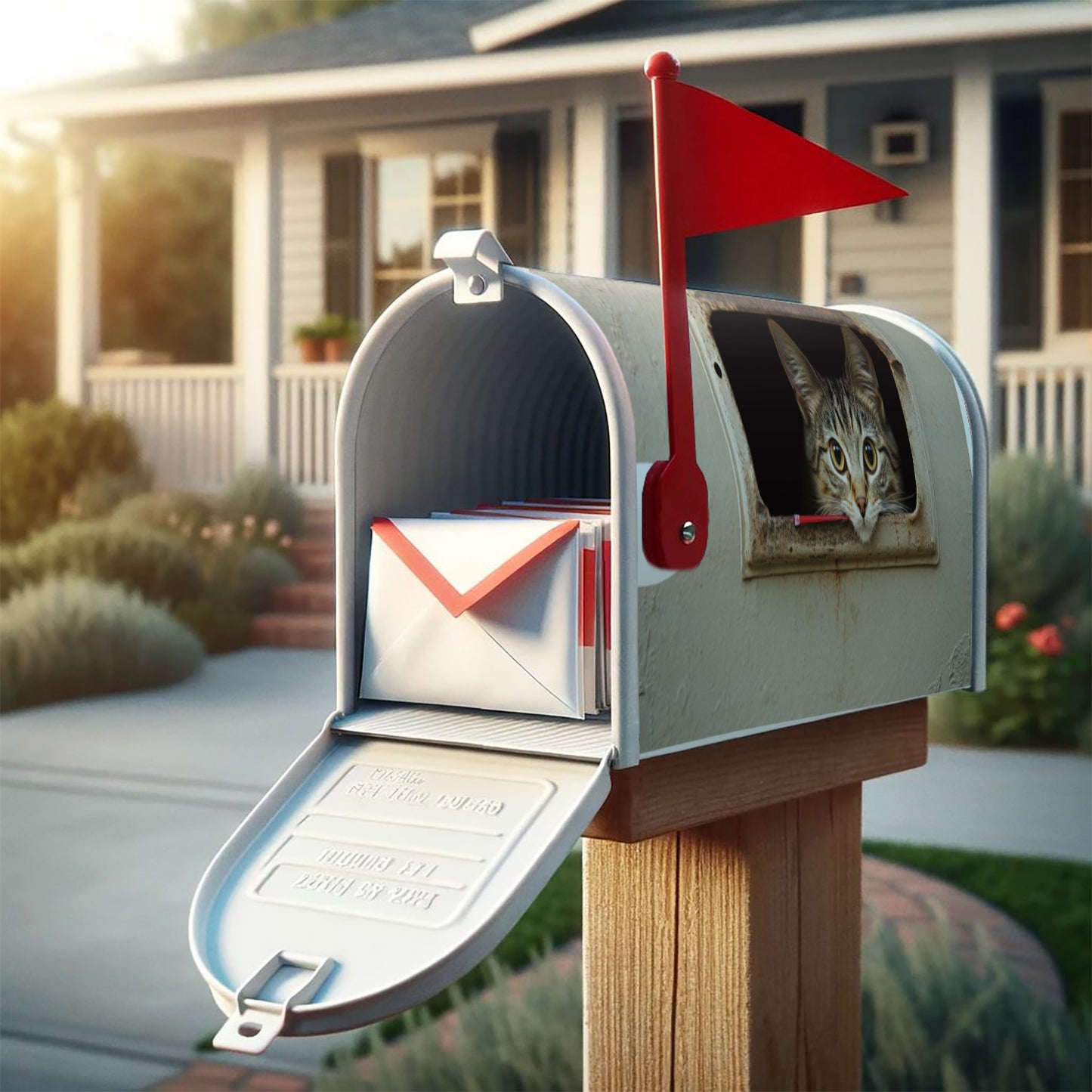 Cat-Themed Magnetic Mailbox Cover – Vibrant Polyester Design, 21x18", All-Season Outdoor Decor