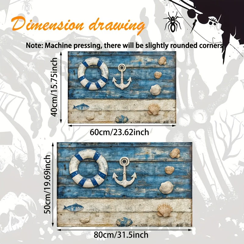 Ocean Starfish & Seashell Welcome Doormat, 2'x2.5'