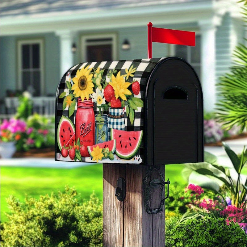 Magnetic Sunflowers, Mason Jars & Summer Fruits Mailbox Cover