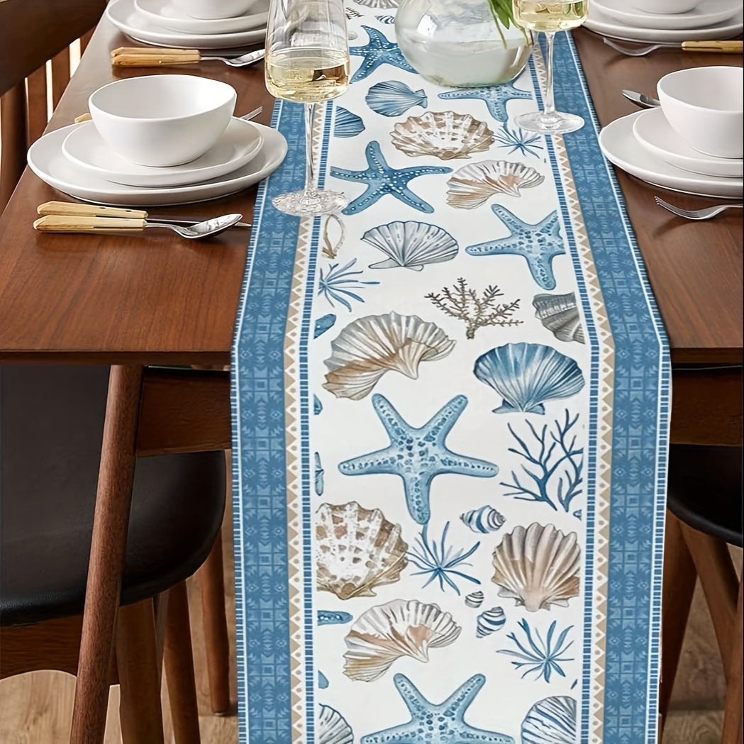 Starfish/Seashell Linen Table Runner (13x48)