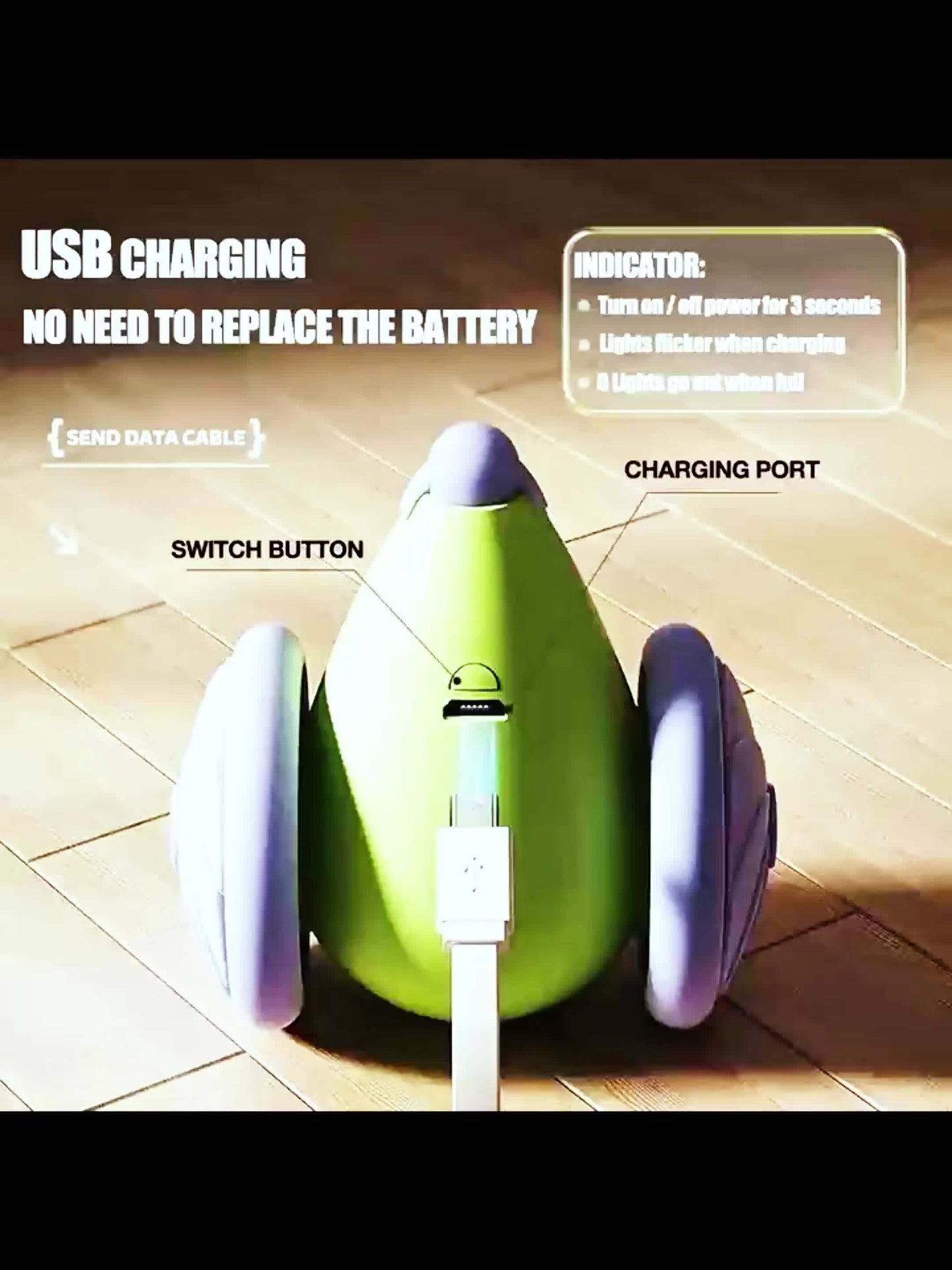 Interactive White Glowing Tail Mouse – USB Rechargeable Cat Toy, 1.58"x2.4"