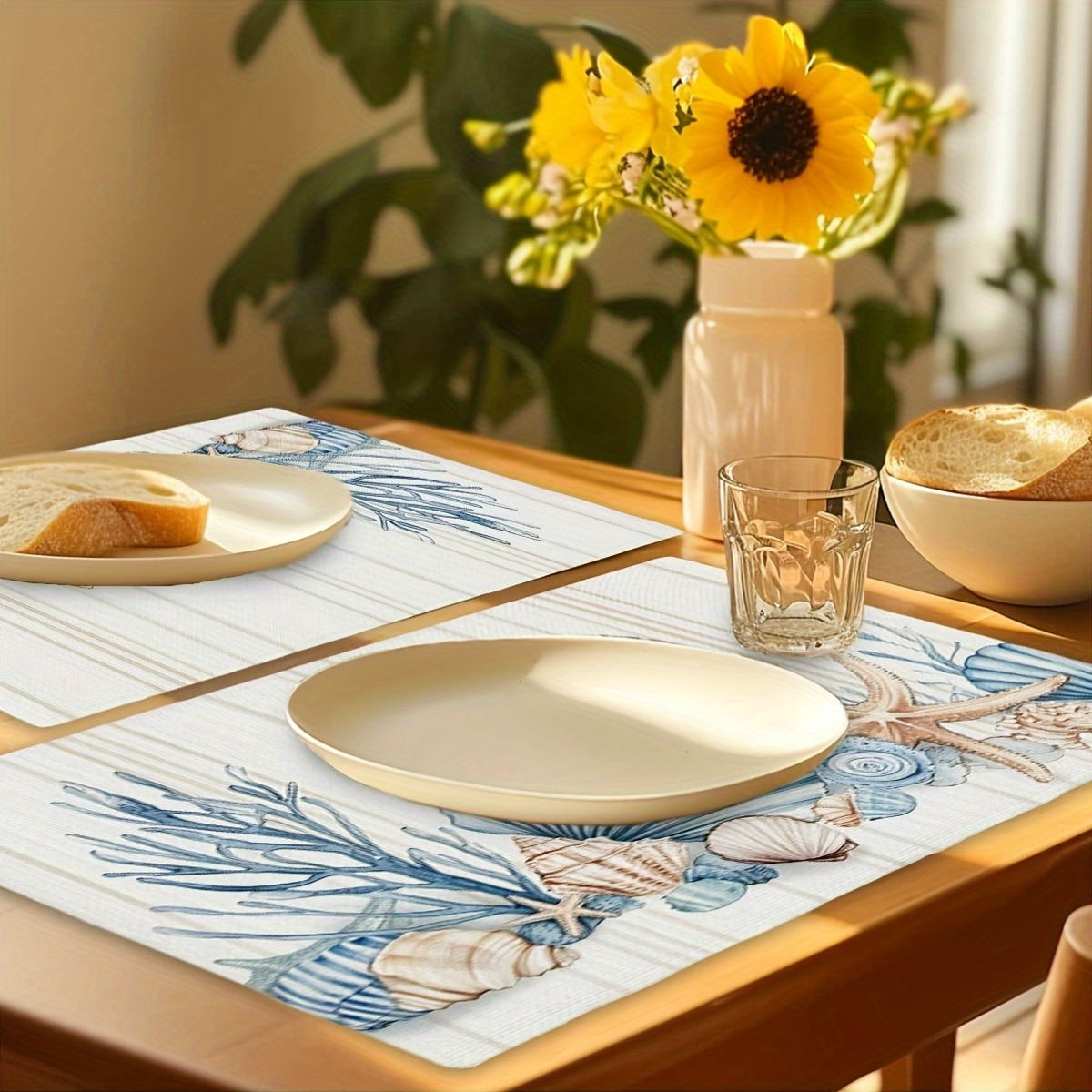 4-Piece Seaside Shell & Starfish Table Mats – 12"x18"