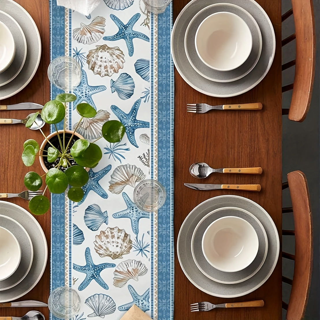 Starfish/Seashell Linen Table Runner (13x48)