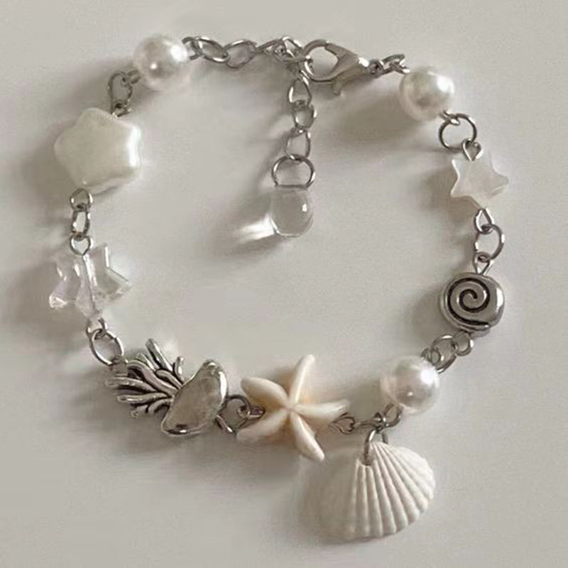 Shell, Starfish & Jellyfish with Pearl-Inspired Accents Bracelet