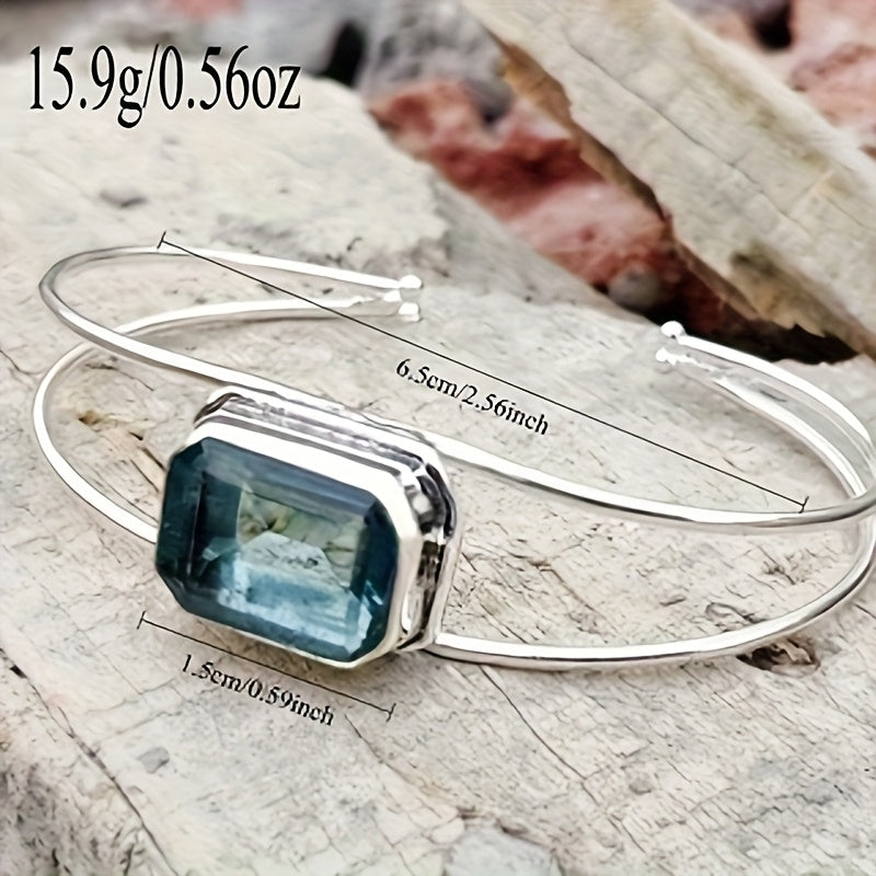 Vintage Bohemian Moonstone Bangle – Adjustable Handcrafted Bracelet