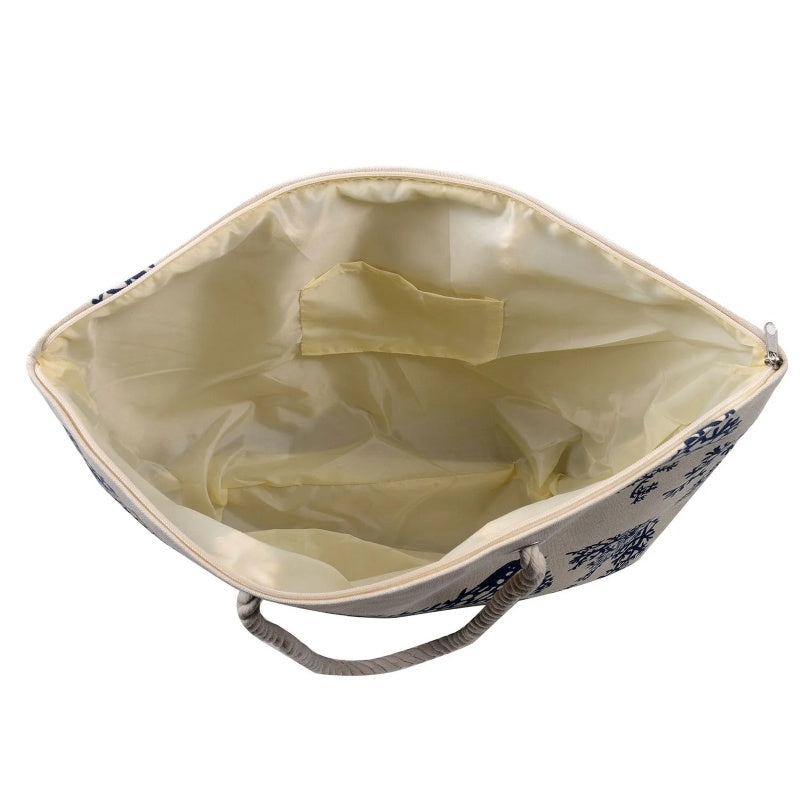 Gray Anchor Oversized Canvas Beach Tote