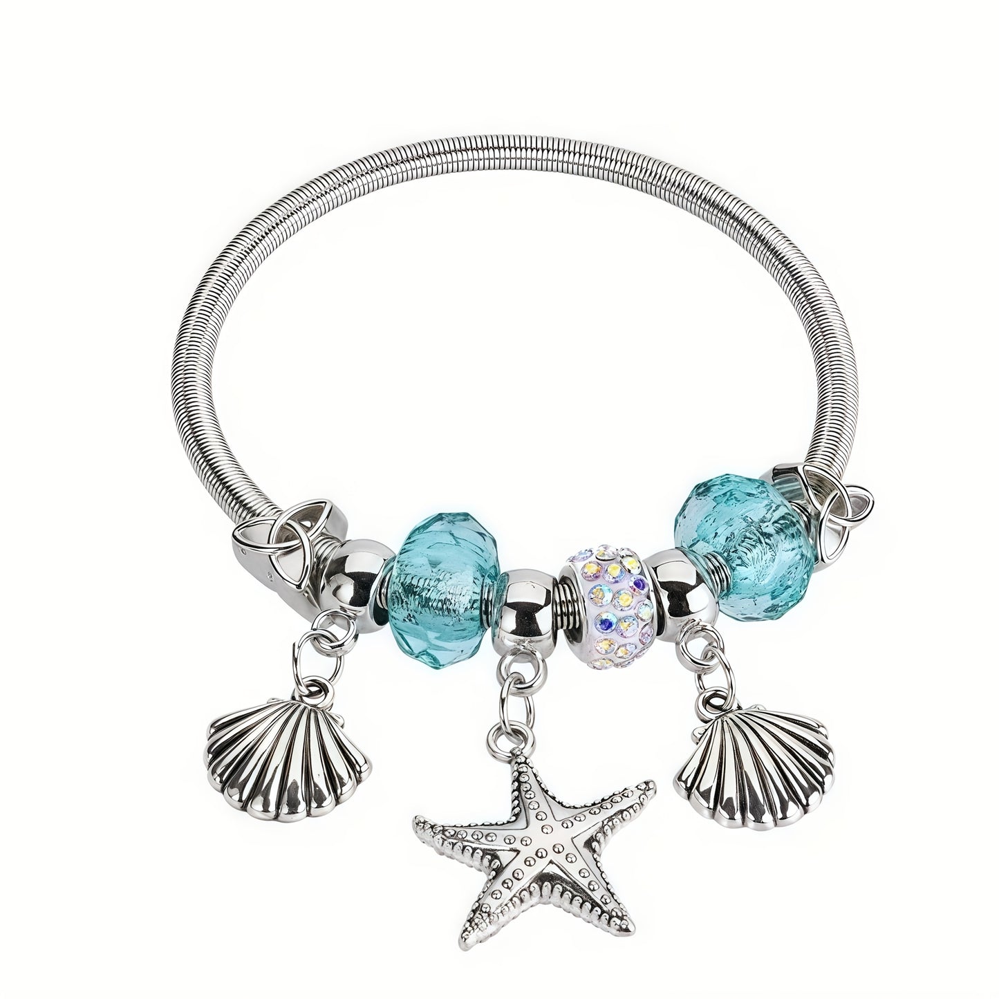 Stainless Steel Starfish & Seashell Bracelet