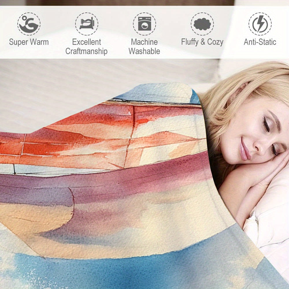 Rustic Sailboat Flannel Throw Blanket – 50"x60"