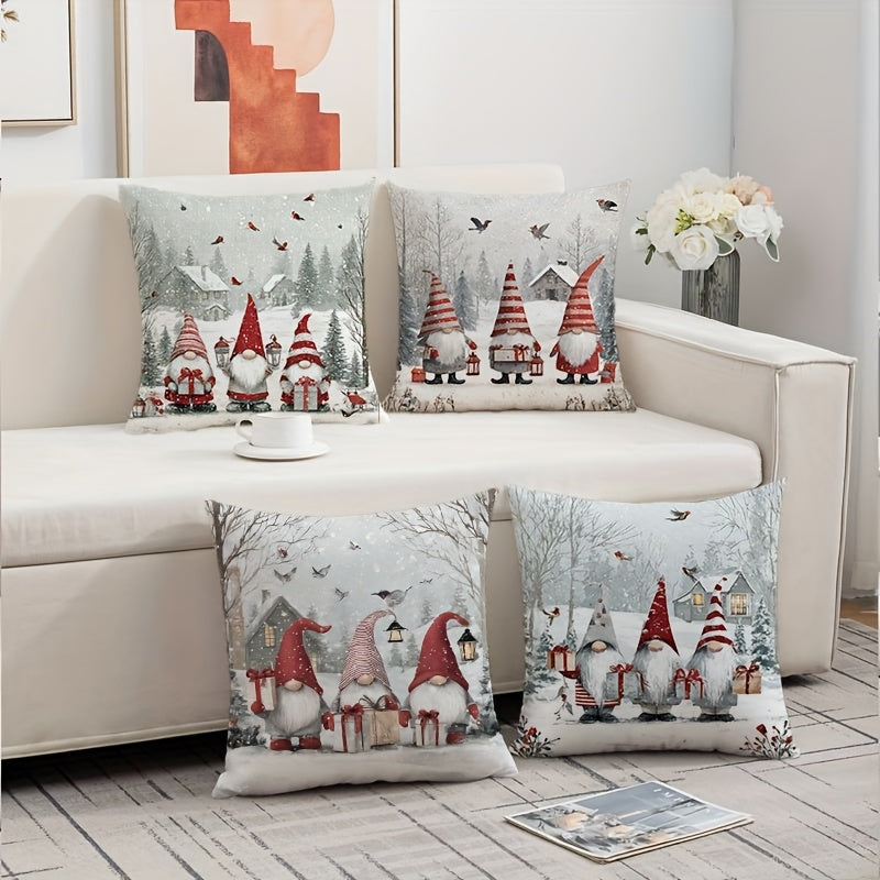 Christmas Winter Gnome Pillow Covers – 18x18" Festive Farmhouse Décor