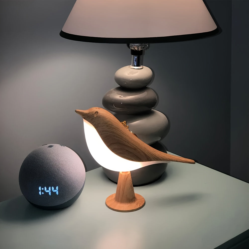 Rechargeable Birdwood Night Light with USB Charging, 3-Color Dimmable Touch Control, Aromatherapy-Compatible