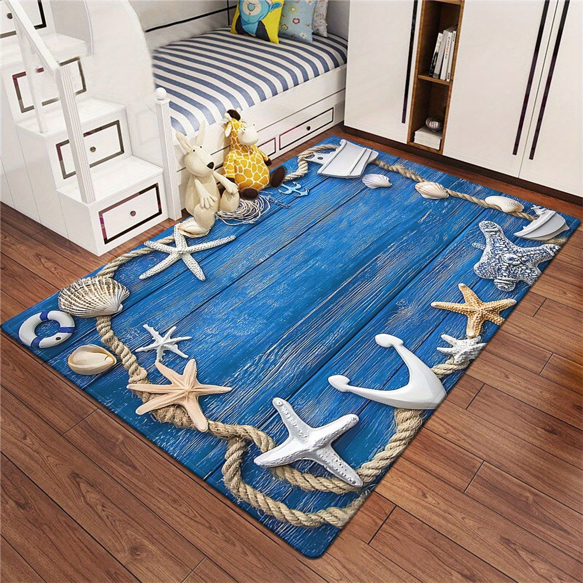 Rustic Coastal Shell & Starfish HD Printed Mat – 2'x3'