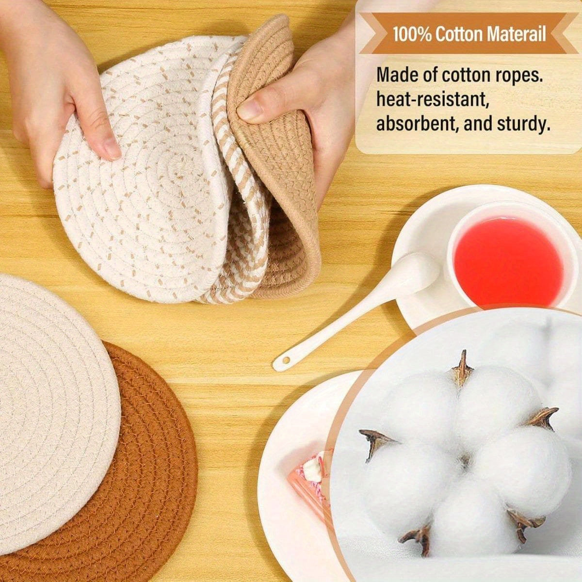 Trivet Mats Set for Hot Dishes – 5-Piece Heat-Resistant Pot Holders for Kitchen, Counter, or Table – Available in Gray or Brown