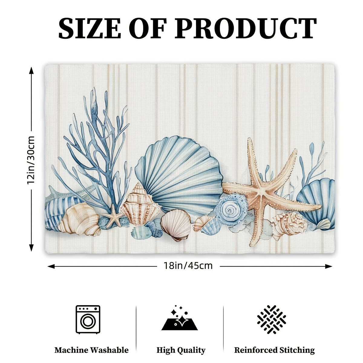 4-Piece Seaside Shell & Starfish Table Mats – 12"x18"