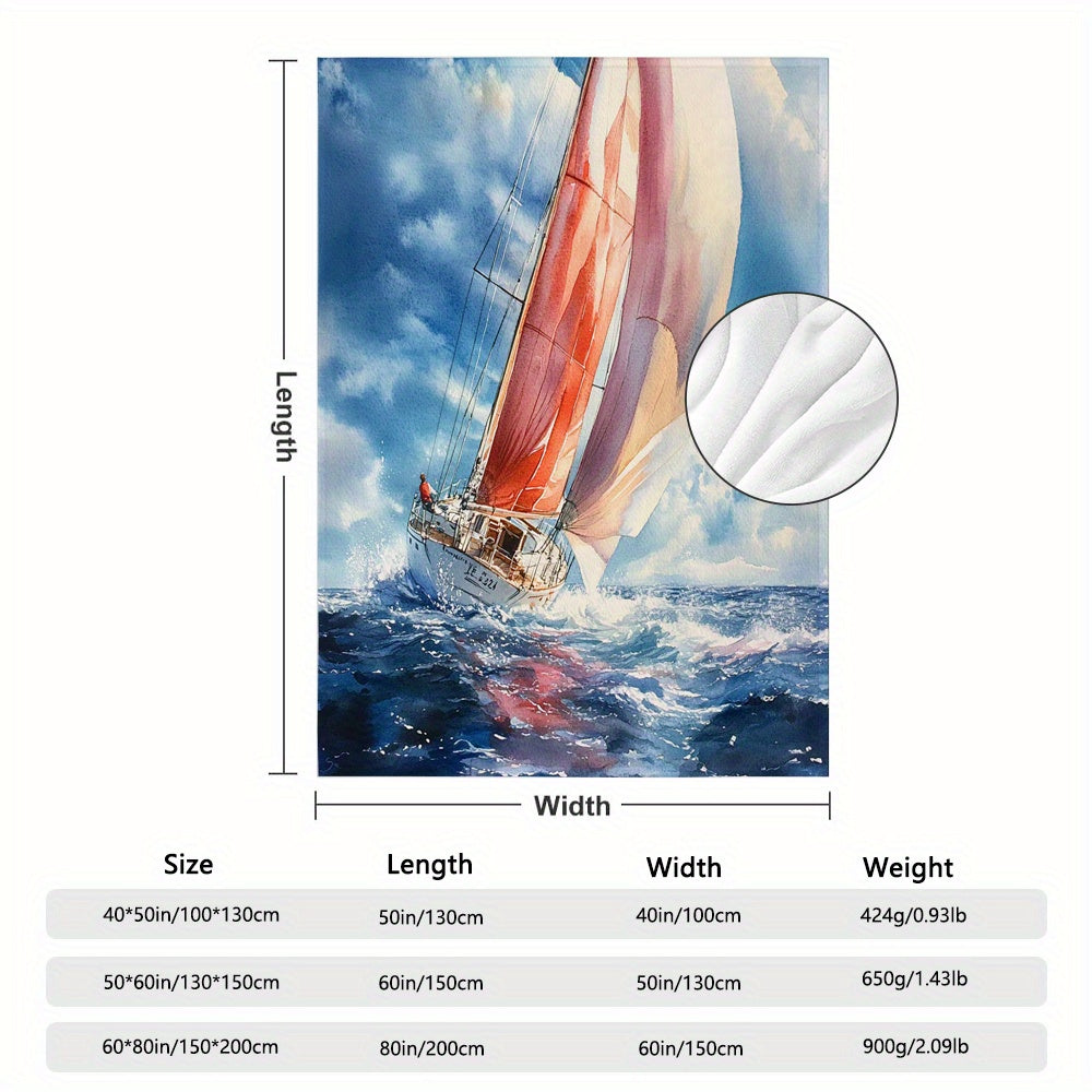 Rustic Sailboat Flannel Throw Blanket – 50"x60"