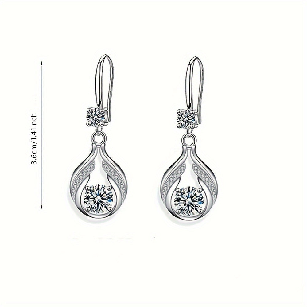 Hollow Droplet Necklace & Earrings Set (Pink) – 3-Piece Sparkling Jewelry Gift