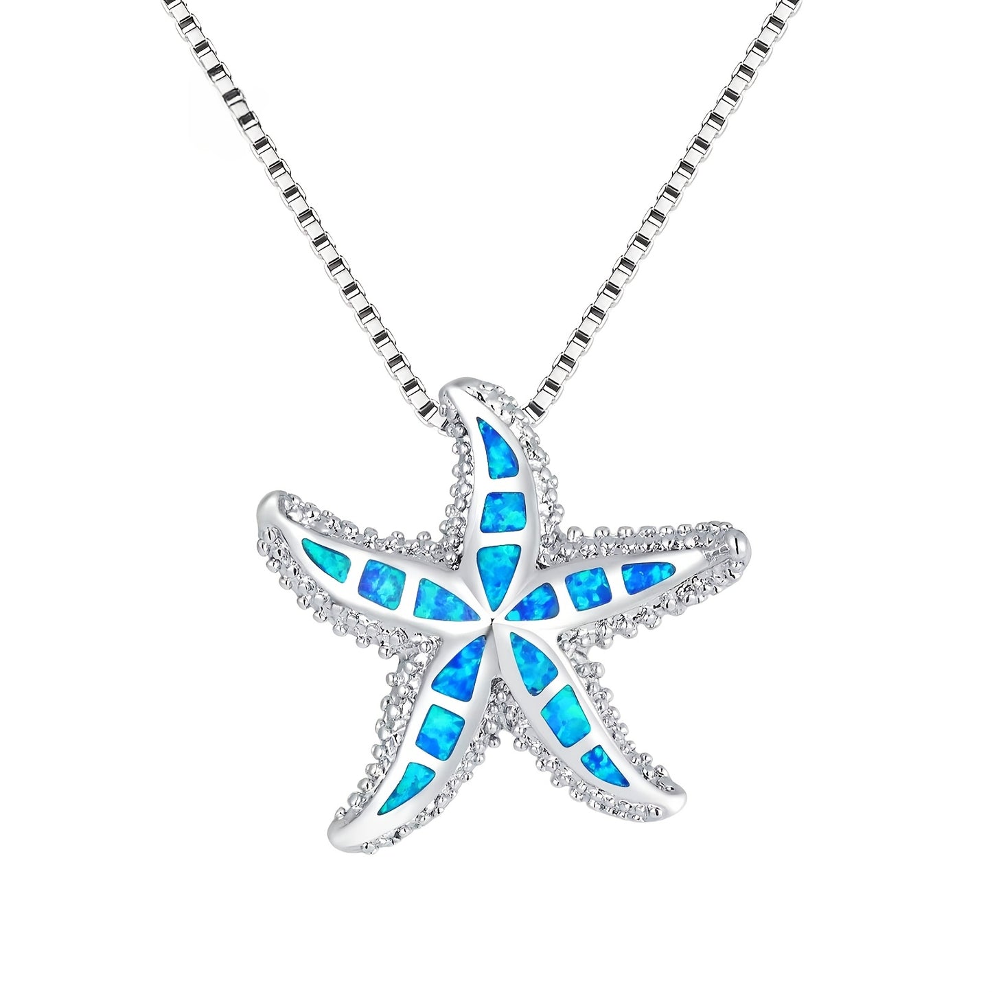 Blue Synthetic Opal Starfish Necklace