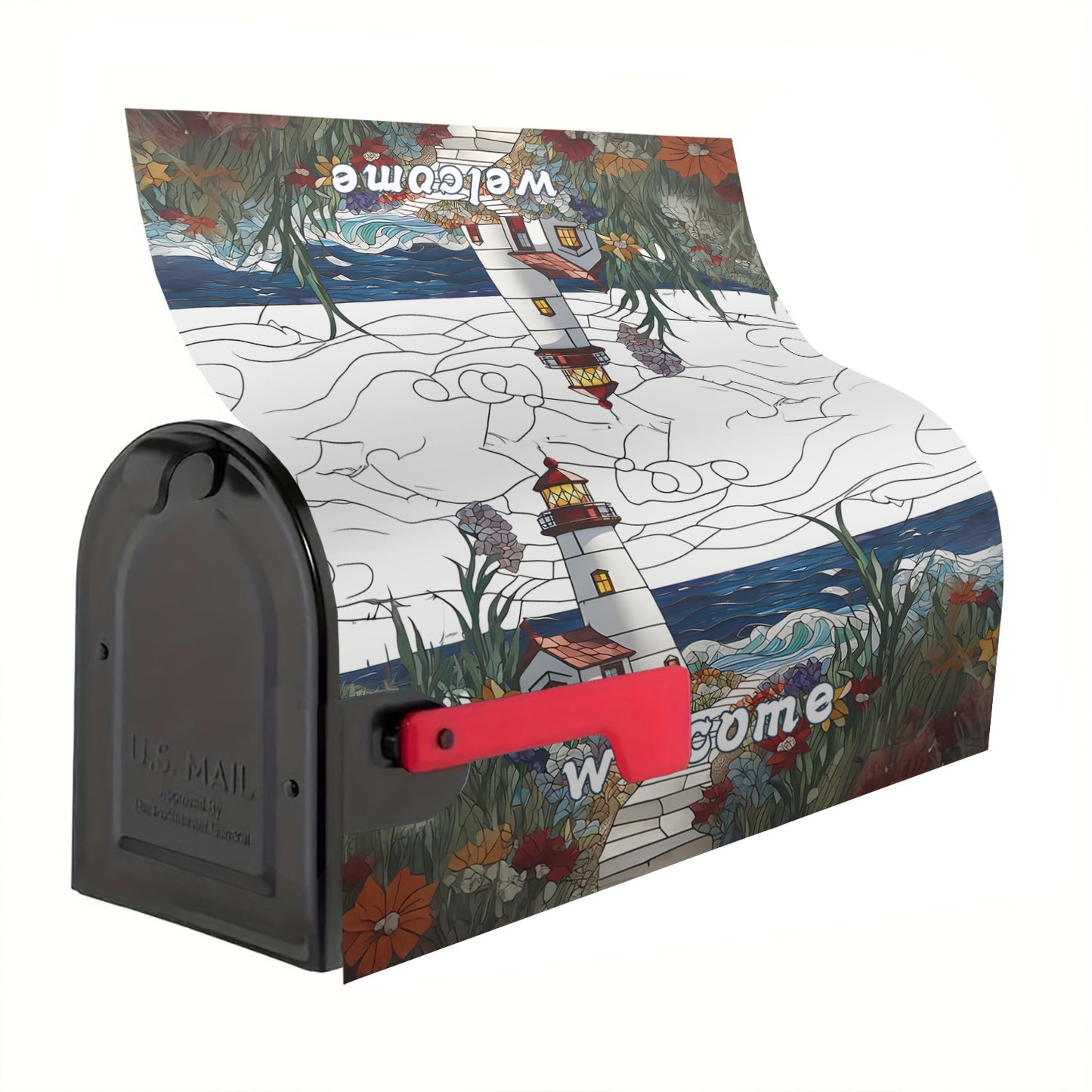 "Welcome" Beach & Lighthouse Magnetic Mailbox Cover