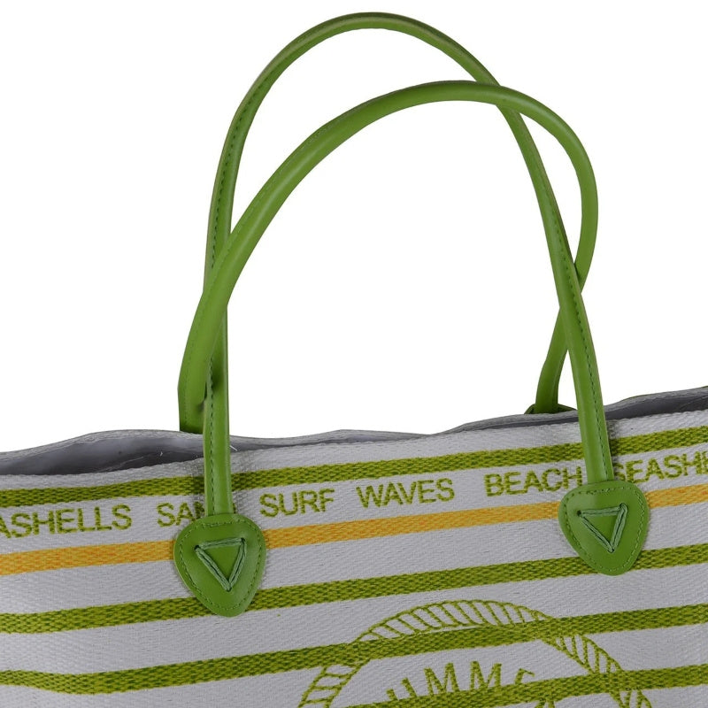 Green Anchor Oversized Canvas Beach Tote