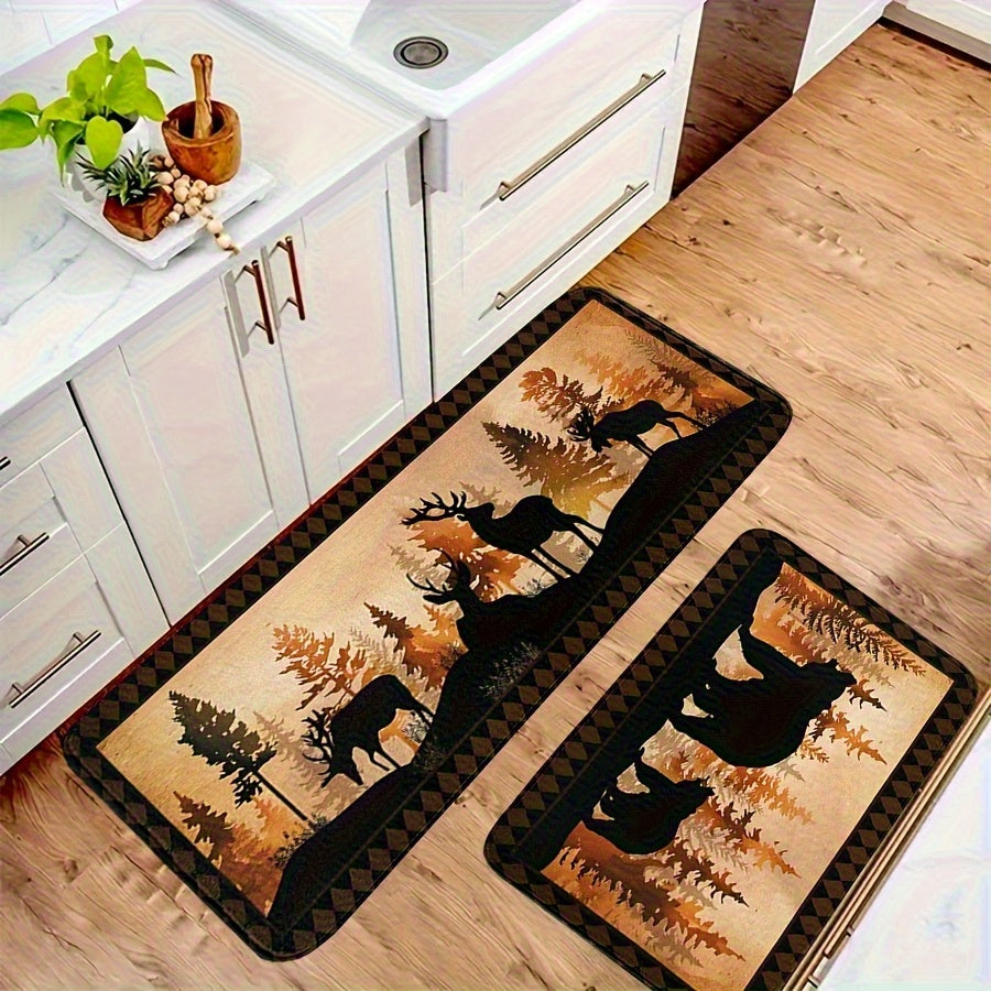 Beer & Deer Kitchen Mats – Non-Slip, 1.5'x2' / 2'x2.5' / 1.5'x4'