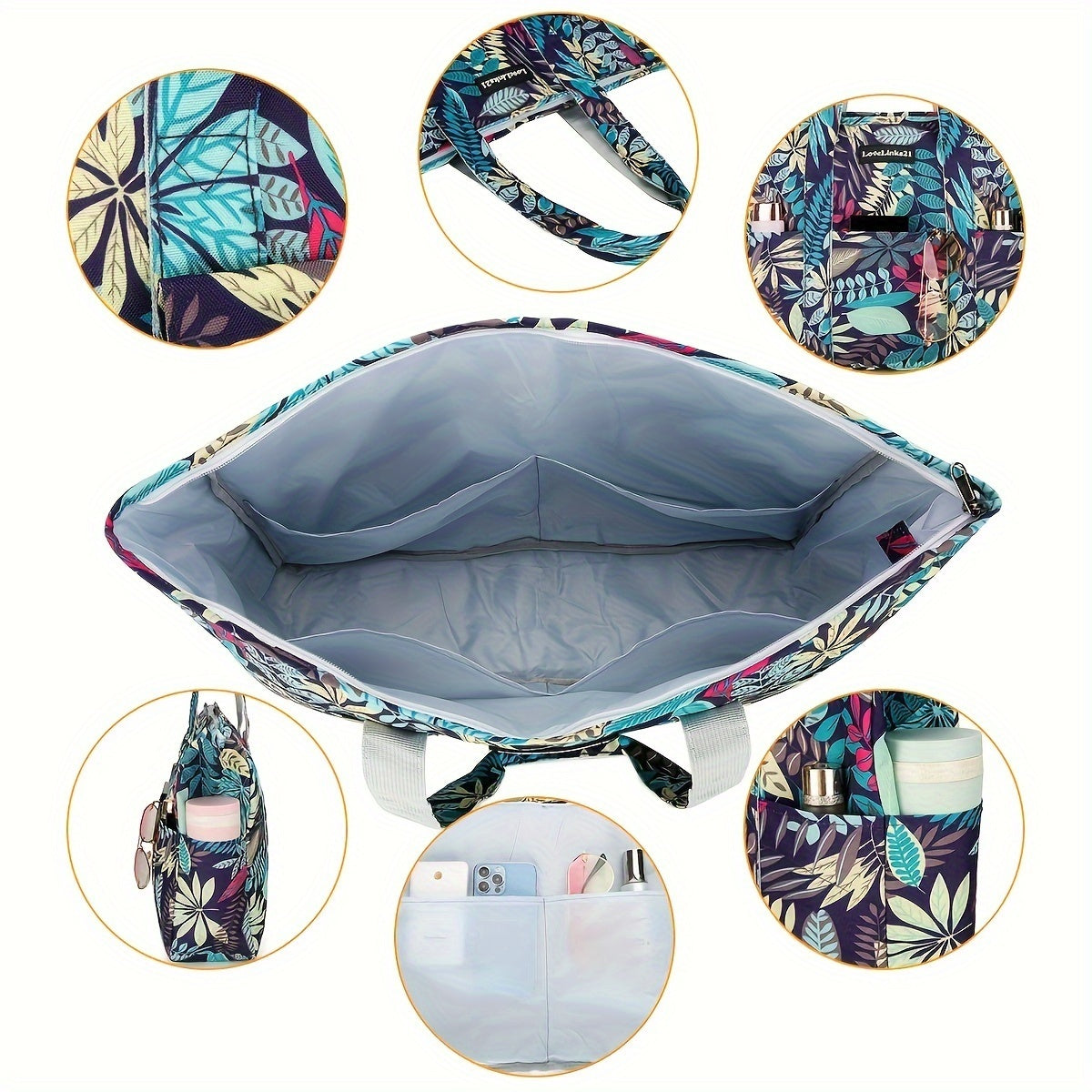 Flip Flops Tote - Sandproof with Pockets and Zipper