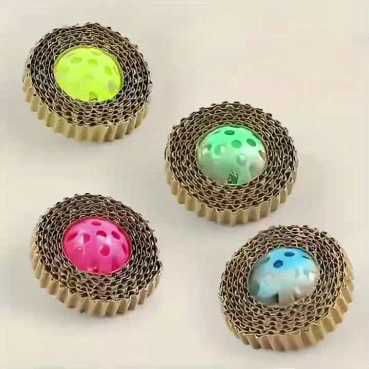 Cat Toy Ball Set – Colorful Corrugated & Plastic Styles, 3-Piece