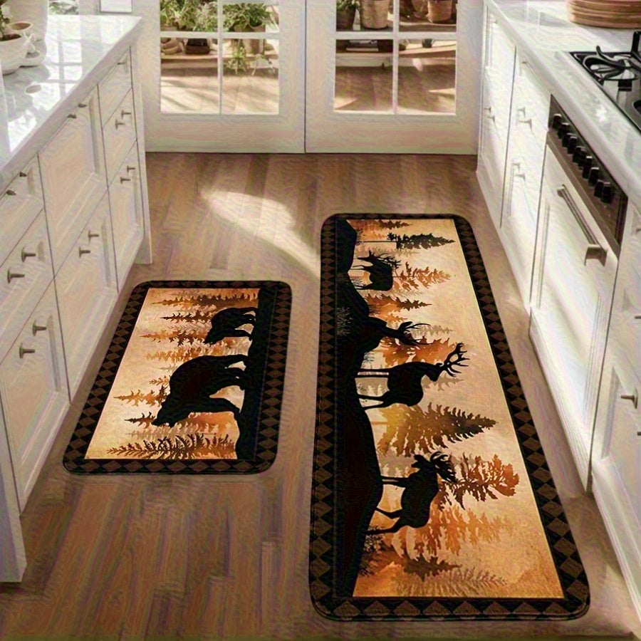 Beer & Deer Kitchen Mats – Non-Slip, 1.5'x2' / 2'x2.5' / 1.5'x4'