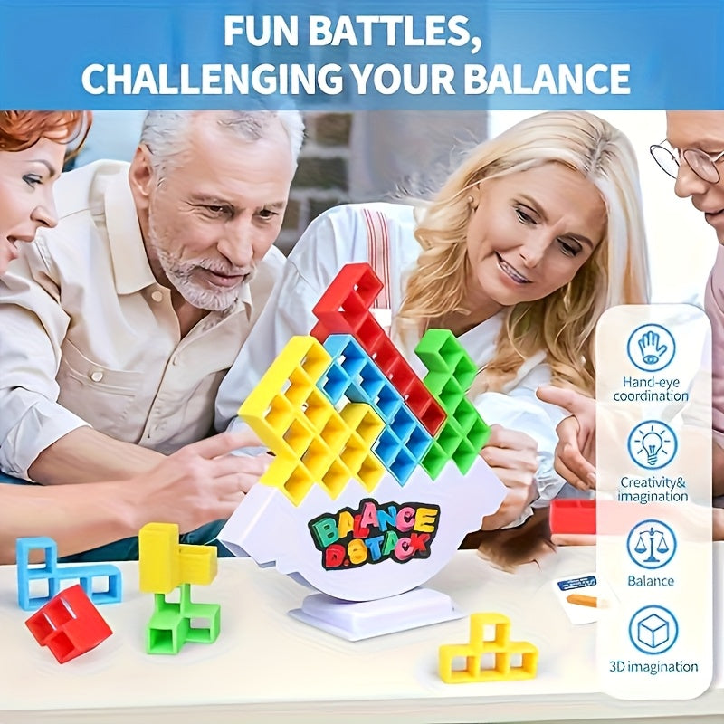 Tetra-Inspired Balance Tower Game – 73-Piece Set, Desktop Puzzle & Family Fun, Ages 8+