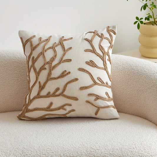 Ocean Seagrass Embroidery Throw Pillow Cover
