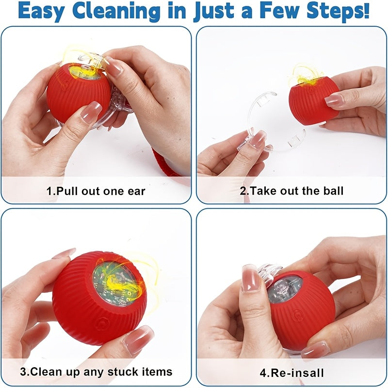 Interactive Rolling Cat Toy Ball with Tail Rope – USB Rechargeable