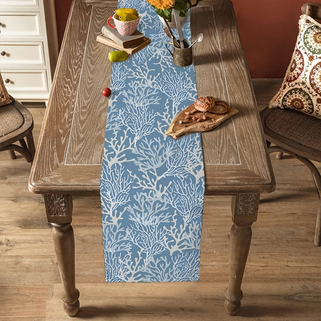 Summer Ocean Coral Table Runner – Nautical Coastal Design (13x17/72)