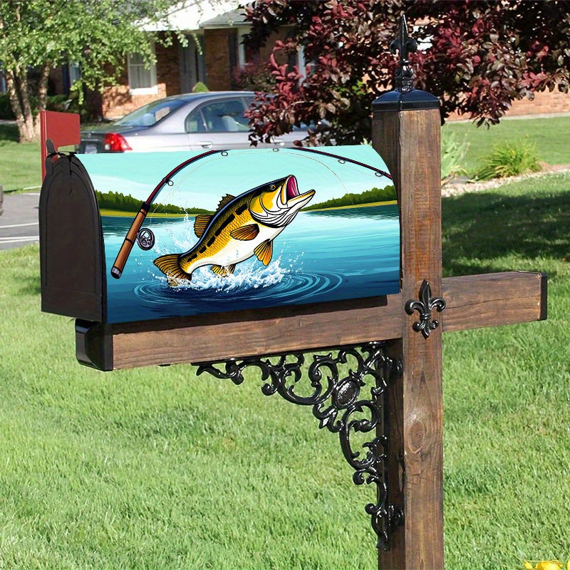 Bass Fishing at Sunset Mailbox Cover – Adjustable Buckle, 18" x 21"