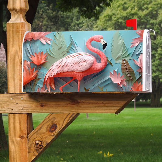 Flamingo Jungle Mailbox Cover, 21x18" – Tropical Summer Vibes