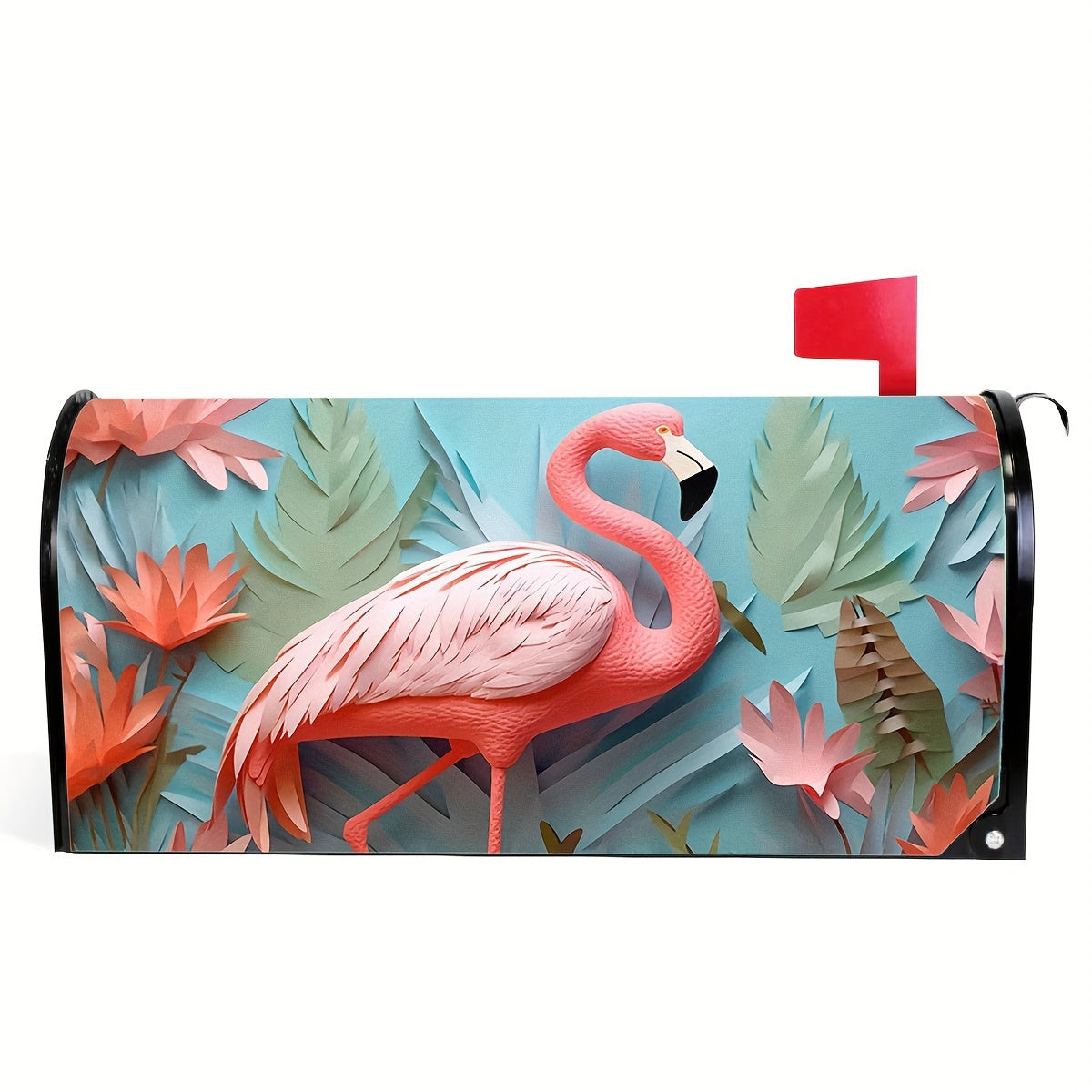 Flamingo Jungle Mailbox Cover, 21x18" – Tropical Summer Vibes